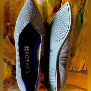 NWT Rothy's The Point Flat Black Grey Blue Women’s Size 9